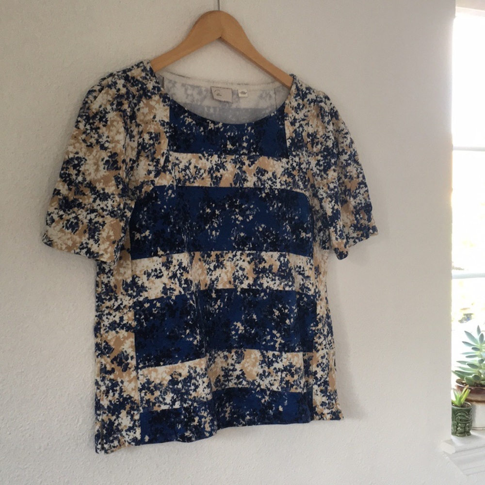 Anthropologie Floral Stripe Blouse